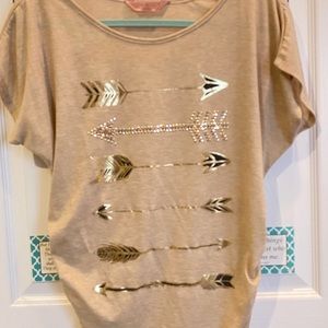 Casual shirt with metallic and rhinestone accents